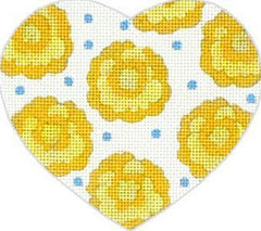 Melissa Shirley Designs Yellow Rose of Texas Heart Needlepoint Canvas