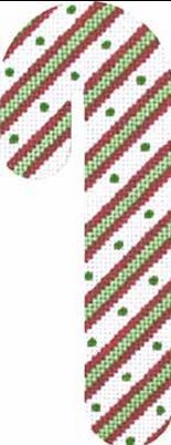 Melissa Shirley Designs Green Dot Candy Cane Needlepoint Canvas