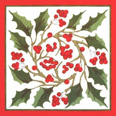 Melissa Shirley Designs Holly Berries Pillow Needlepoint Canvas