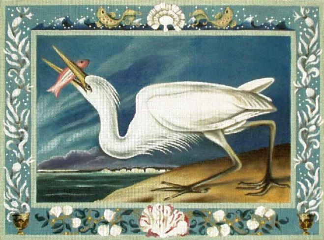 Melissa Shirley Designs White Heron Needlepoint Canvas