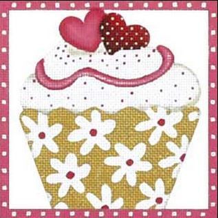 Melissa Shirley Designs Two Hearts Cupcake Needlepoint Canvas