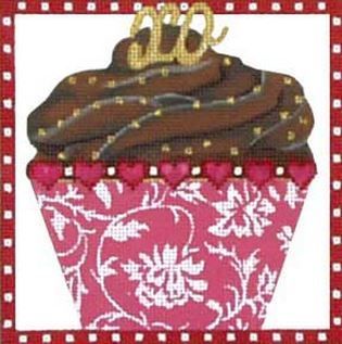 Melissa Shirley Designs Chocolate Cupcake Needlepoint Canvas