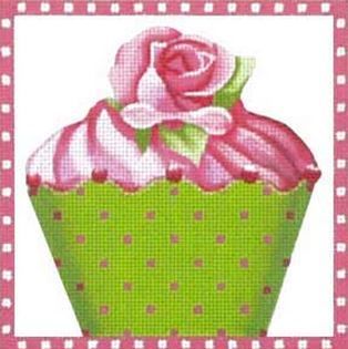 Melissa Shirley Designs Floral Cupcake Needlepoint Canvas