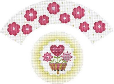 Melissa Shirley Designs Three Hearts 3D Cupcake Needlepoint Canvas