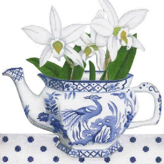 Melissa Shirley Designs Floral Teapot B Needlepoint Canvas