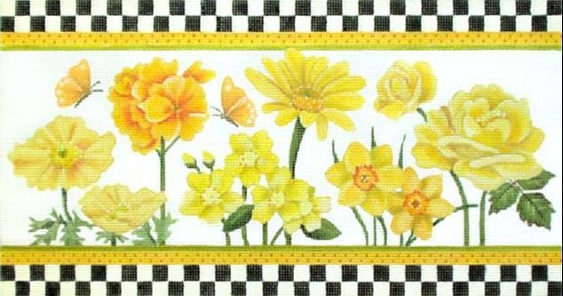 Melissa Shirley Designs Yellow Floral Pillow Needlepoint Canvas