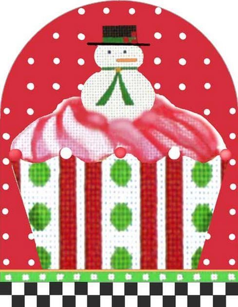 Melissa Shirley Designs Snowman Cupcake Dome Needlepoint Canvas