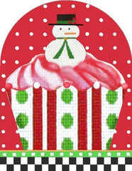 Melissa Shirley Designs Snowman Cupcake Dome Needlepoint Canvas