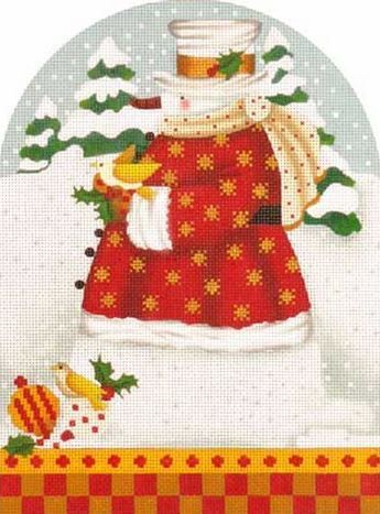 Melissa Shirley Designs Classic Snowman Dome- Golden St Needlepoint Canvas