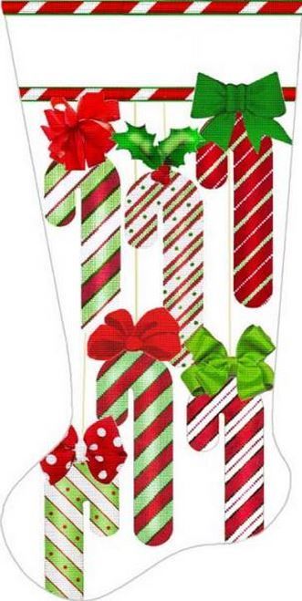 Melissa Shirley Designs Candy Cane Stocking Needlepoint Canvas