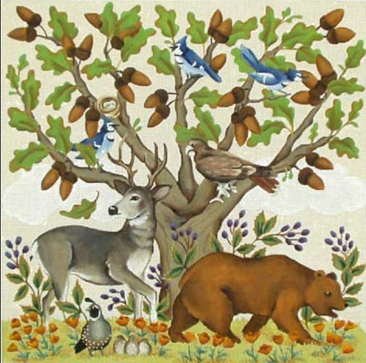 Melissa Shirley Designs Deer/Bear pillow Needlepoint Canvas