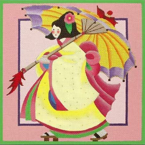 Melissa Shirley Designs Yellow Geisha Needlepoint Canvas