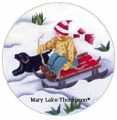 Melissa Shirley Designs Sledding Boy Orn Needlepoint Canvas