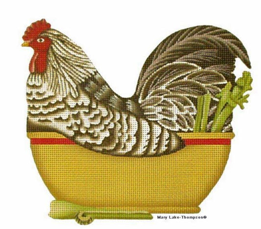 Melissa Shirley Designs Brown Chicken Bowl Needlepoint Canvas