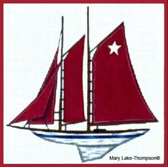 Melissa Shirley Designs Red Star Sailboat Needlepoint Canvas