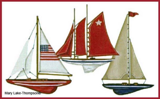 Melissa Shirley Designs 3 Sailboats Needlepoint Canvas