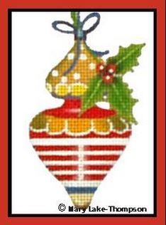 Melissa Shirley Designs Striped Drop Ornament A Needlepoint Canvas