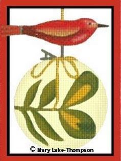 Melissa Shirley Designs Leaf & Bird Ornament Needlepoint Canvas