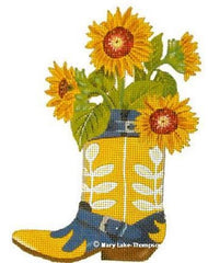 Melissa Shirley Designs Sunflower Boot/sm. Needlepoint Canvas