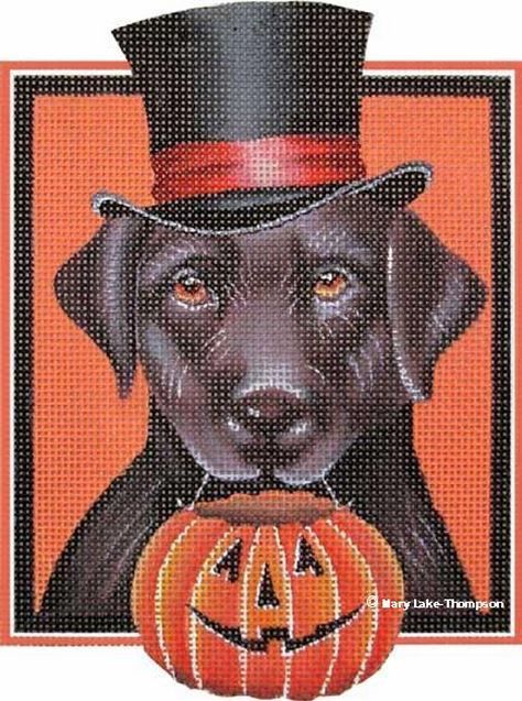 Melissa Shirley Designs Black Lab and Jack A Needlepoint Canvas