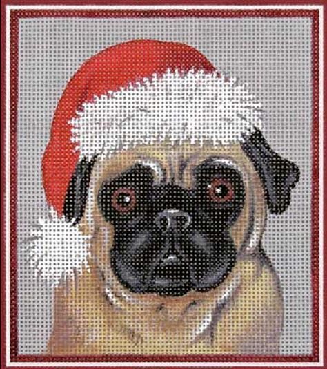 Melissa Shirley Designs Christmas Pug Needlepoint Canvas