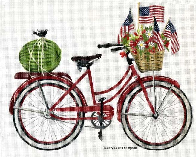 Melissa Shirley Designs 4th of July Bike MLT Needlepoint Canvas