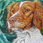 Barbara Russell Brittany Spaniel II Dog Needlepoint Canvas