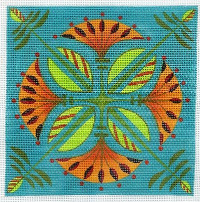 Zecca Lotus Squared with Stitch Guide 13M Needlepoint Canvas