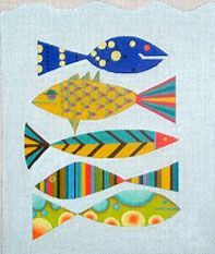 Zecca Five Fish 13M Needlepoint Canvas