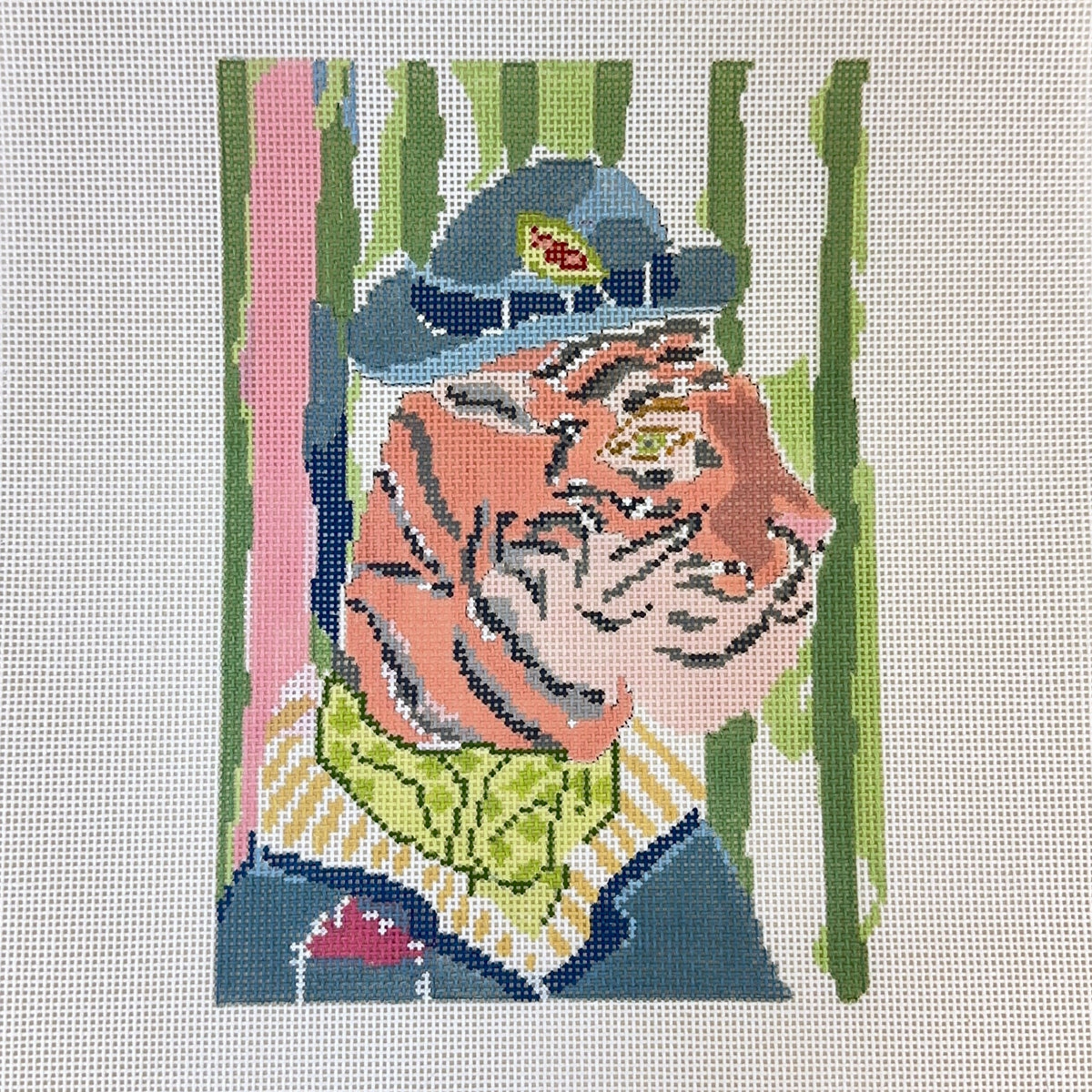 The Plum Stitchery Menagerie Collection - Tiger Needlepoint Canvas