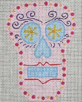 Zecca Mini Sugar Skull Needlepoint Canvas - Light Pink