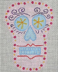 Zecca Mini Sugar Skull Needlepoint Canvas - Light Pink