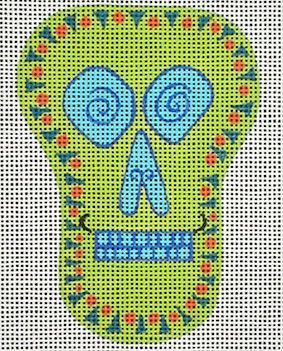 Zecca Mini Sugar Skull Needlepoint Canvas - Green