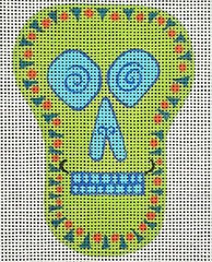 Zecca Mini Sugar Skull Needlepoint Canvas - Green