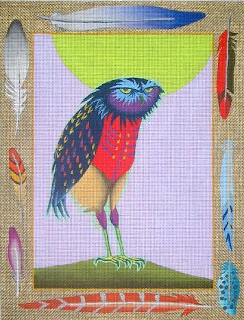 Zecca Vested Owl 13M Needlepoint Canvas