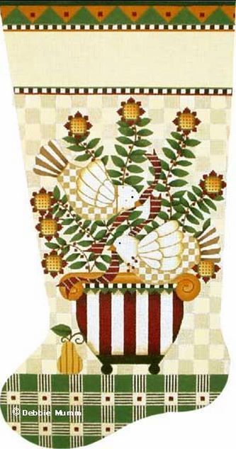 Melissa Shirley Designs Turtle Doves Stocking Needlepoint Canvas