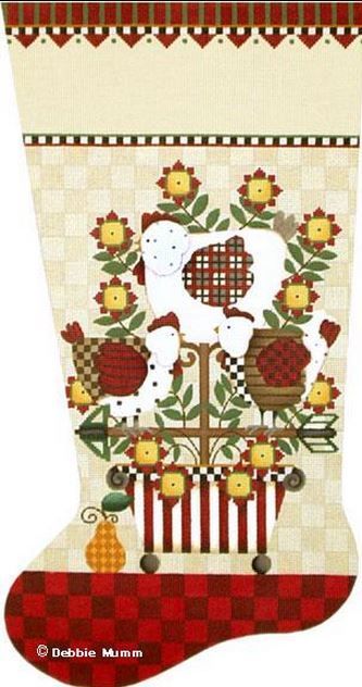 Melissa Shirley Designs French Hens Stocking Needlepoint Canvas