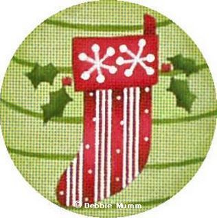 Melissa Shirley Designs Snowflake on Stocking w/Holly Needlepoint Canvas