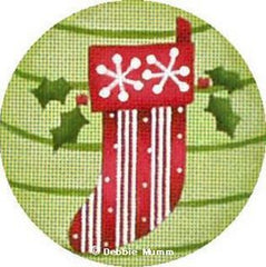 Melissa Shirley Designs Snowflake on Stocking w/Holly Needlepoint Canvas