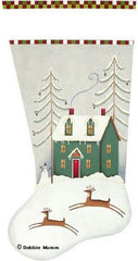 Melissa Shirley Designs Green Winter House Stocking Needlepoint Canvas