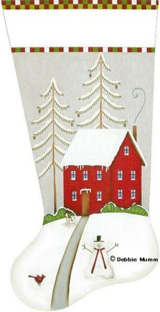 Melissa Shirley Designs Red Winter House Sock DM Needlepoint Canvas