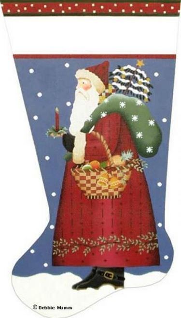 Melissa Shirley Designs Peace and Pine Santa Stocking Needlepoint Canvas