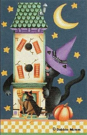 Melissa Shirley Designs Halloween Cat with House Needlepoint Canvas