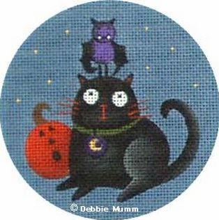 Melissa Shirley Designs Debbie Mumm Cat & Bat Ornament Needlepoint Canvas