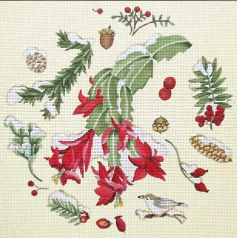 Melissa Shirley Designs Christmas Cactus Botanicals Needlepoint Canvas