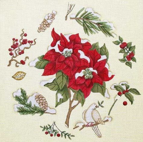 Melissa Shirley Designs Poinsettia Botanicals Needlepoint Canvas