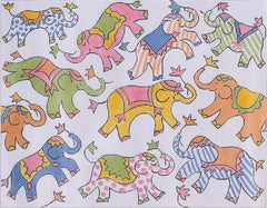 Kate Dickerson Needlepoint Collections Jilly Walsh Oodles Of Ellies Bright Pastels Needlepoint Canvas