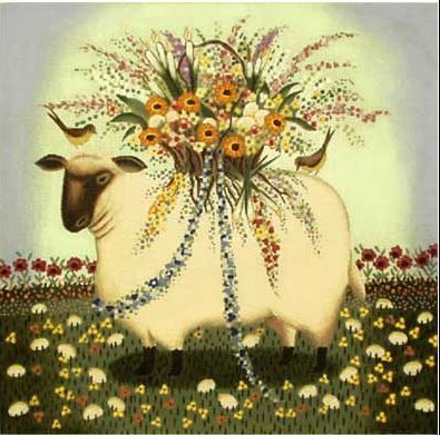 Melissa Shirley Designs Lamb and Eggs JJ Needlepoint Canvas