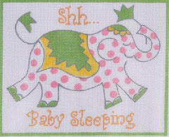 Kate Dickerson Needlepoint Collections Jilly Walsh Shh Baby Sleeping Pink Elephant Needlepoint Canvas