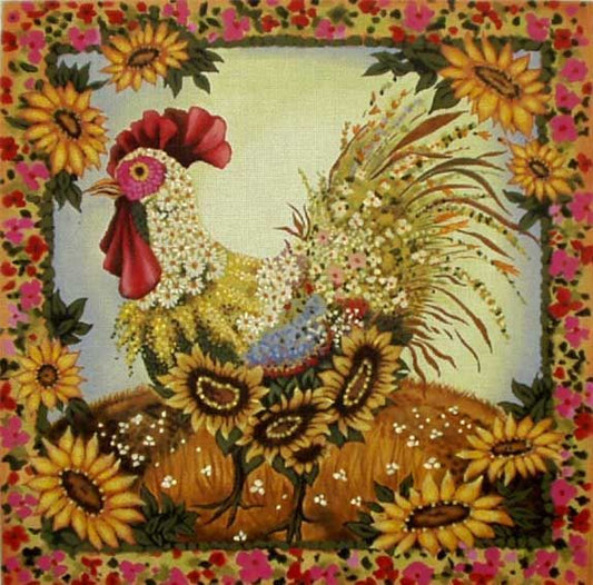 Melissa Shirley Designs Sunflower Rooster JJ Needlepoint Canvas